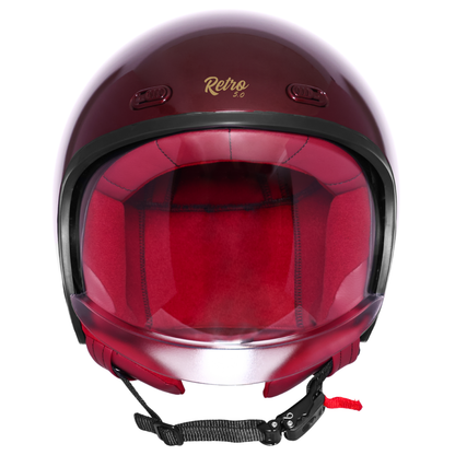 Steelbird SBH-67 Retro 5.0 ISI and DOT Certified Open Face Helmet for Men and Women (Glossy Rivera Red)