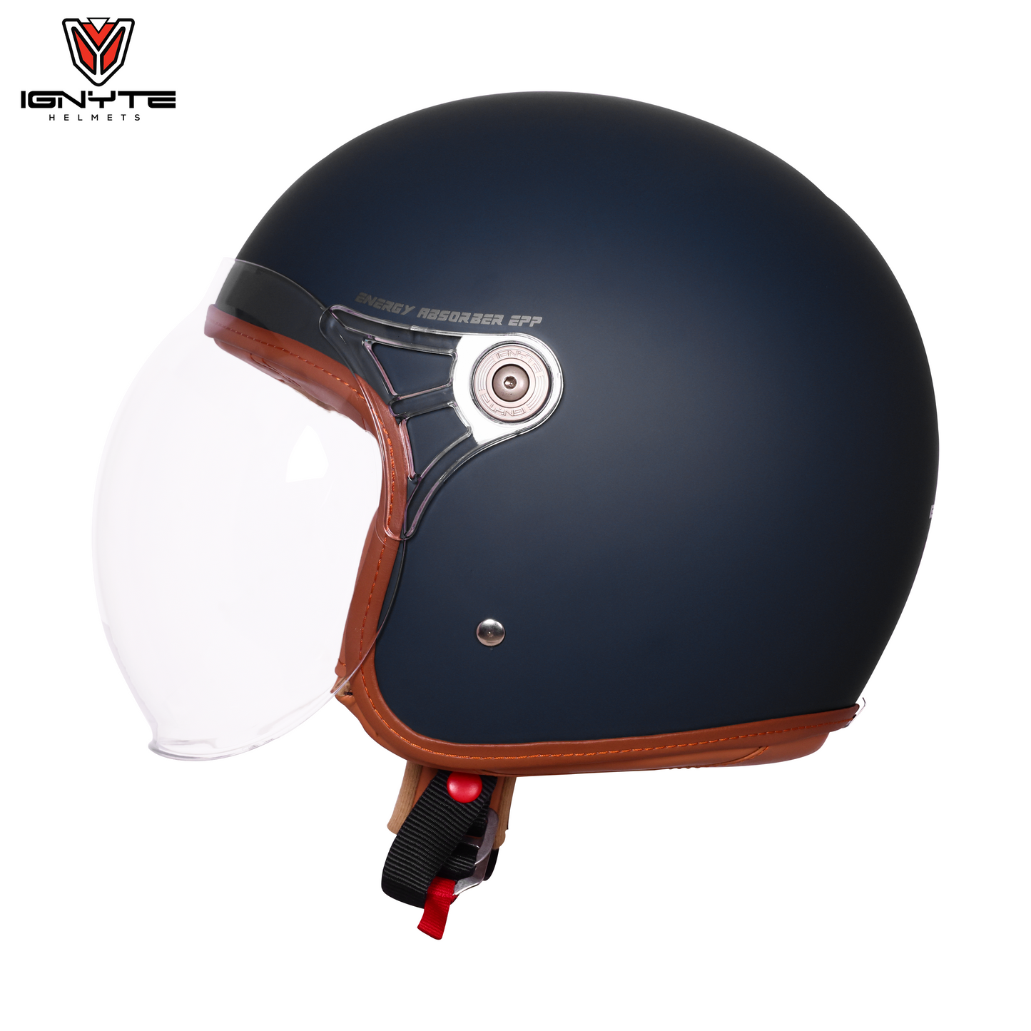 IGNYTE IGN-58 Solid ISI/DOT Certified Open Face Helmet for Men and Women (Glossy Dull Slate)