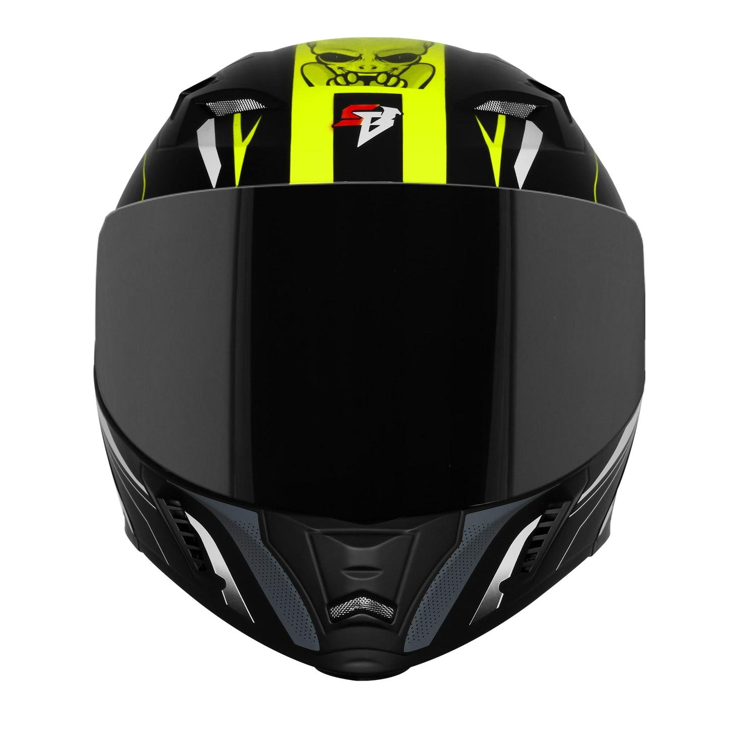 Steelbird SBA-20 Strange ISI Certified Flip-Up Graphic Helmet for Men and Women (Glossy Black Neon with Smoke Visor)