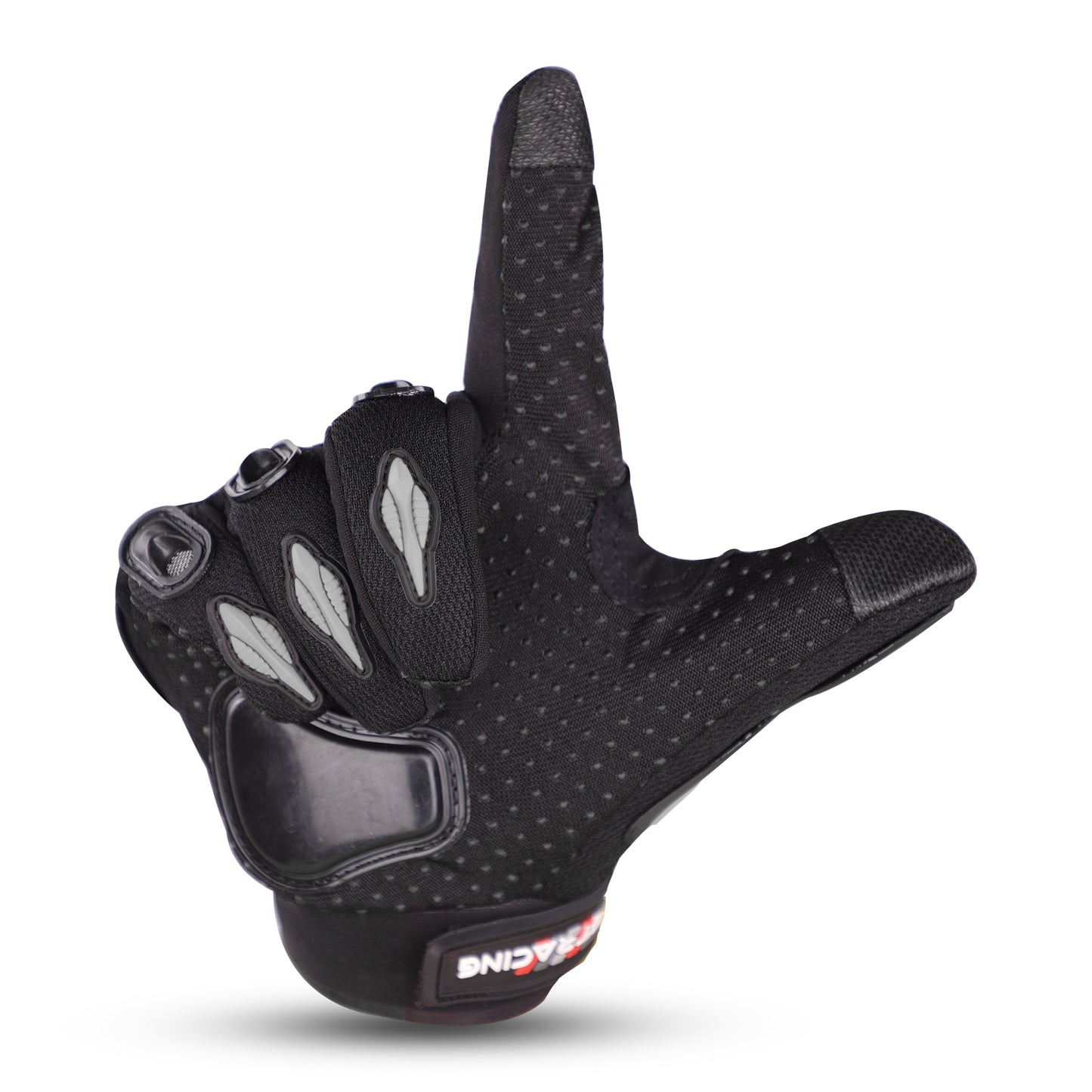 Refurbished Steelbird GT-01 Full Finger Bike Riding Gloves with Touch Screen Sensitivity at Thumb and Index Finger, Protective Off-Road Motorbike Racing (Black)