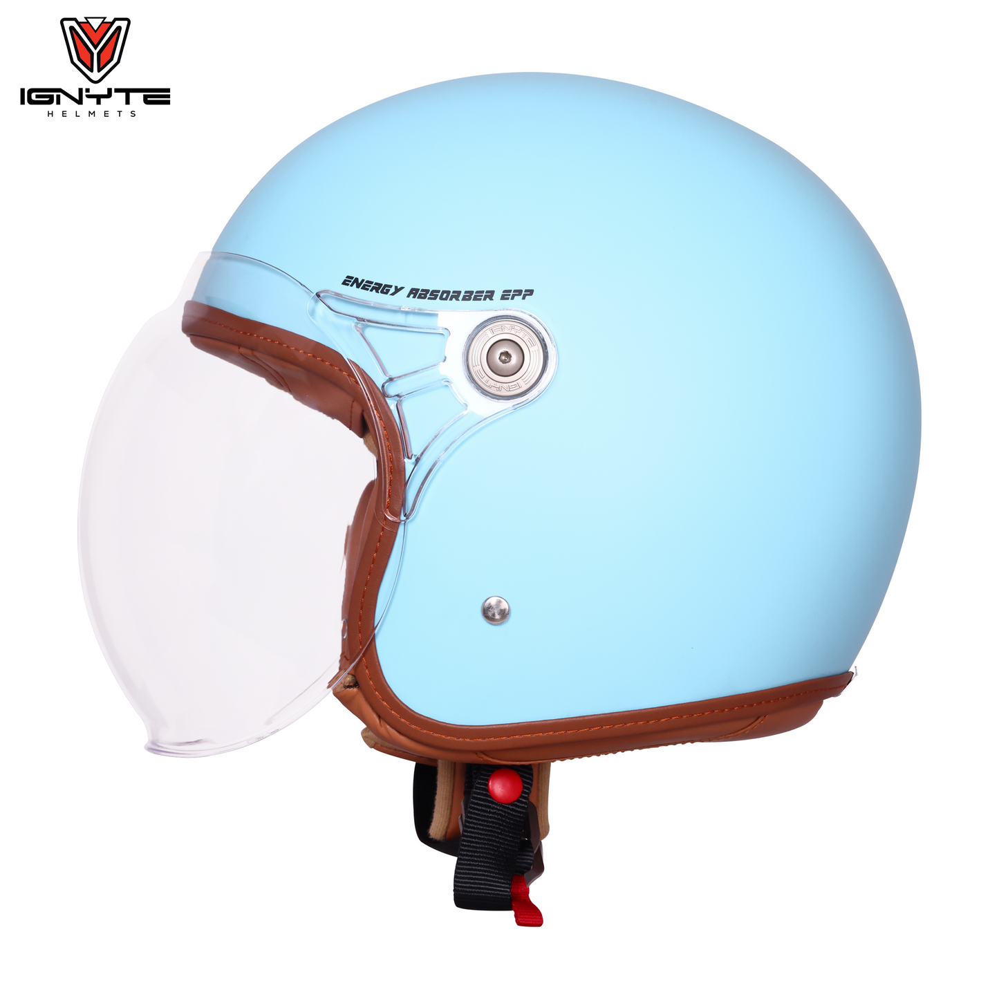 IGNYTE IGN-58 Solid ISI/DOT Certified Open Face Helmet for Men and Women (Glossy Redditech Blue)