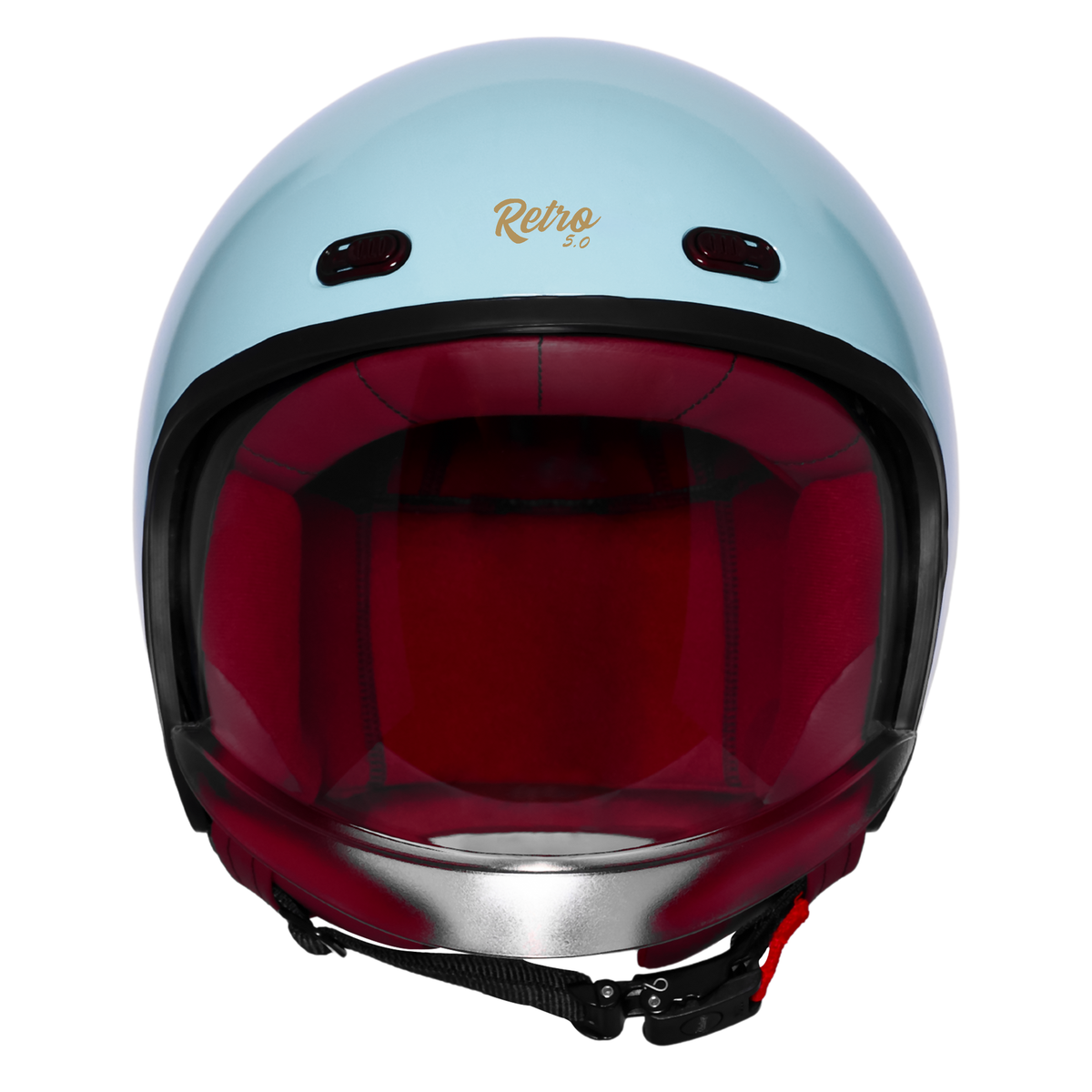 Steelbird SBH-67 Retro 5.0 ISI and DOT Certified Open Face Helmet for Men and Women (Glossy Sea Blue)