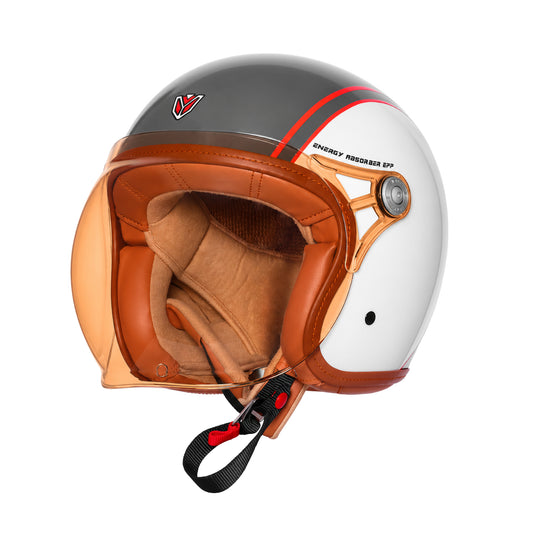 IGNYTE IGN-58 Spectrum ISI and DOT Certified Open Face Graphic Helmet for Men and Women (Glossy Dark Grey White)