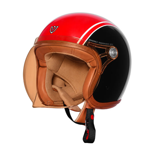 IGNYTE IGN-58 Spectrum ISI and DOT Certified Open Face Graphic Helmet for Men and Women (Glossy Red Black)