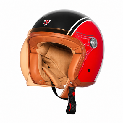 IGNYTE IGN-58 Spectrum ISI and DOT Certified Open Face Graphic Helmet for Men and Women (Glossy Black Red)