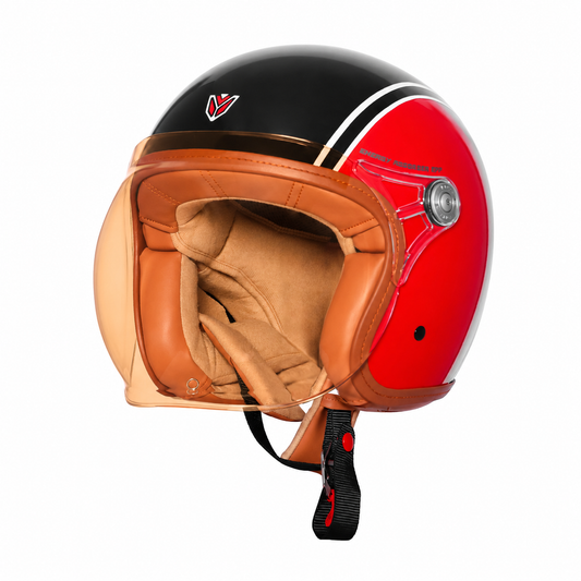 IGNYTE IGN-58 Spectrum ISI and DOT Certified Open Face Graphic Helmet for Men and Women (Glossy Black Red)