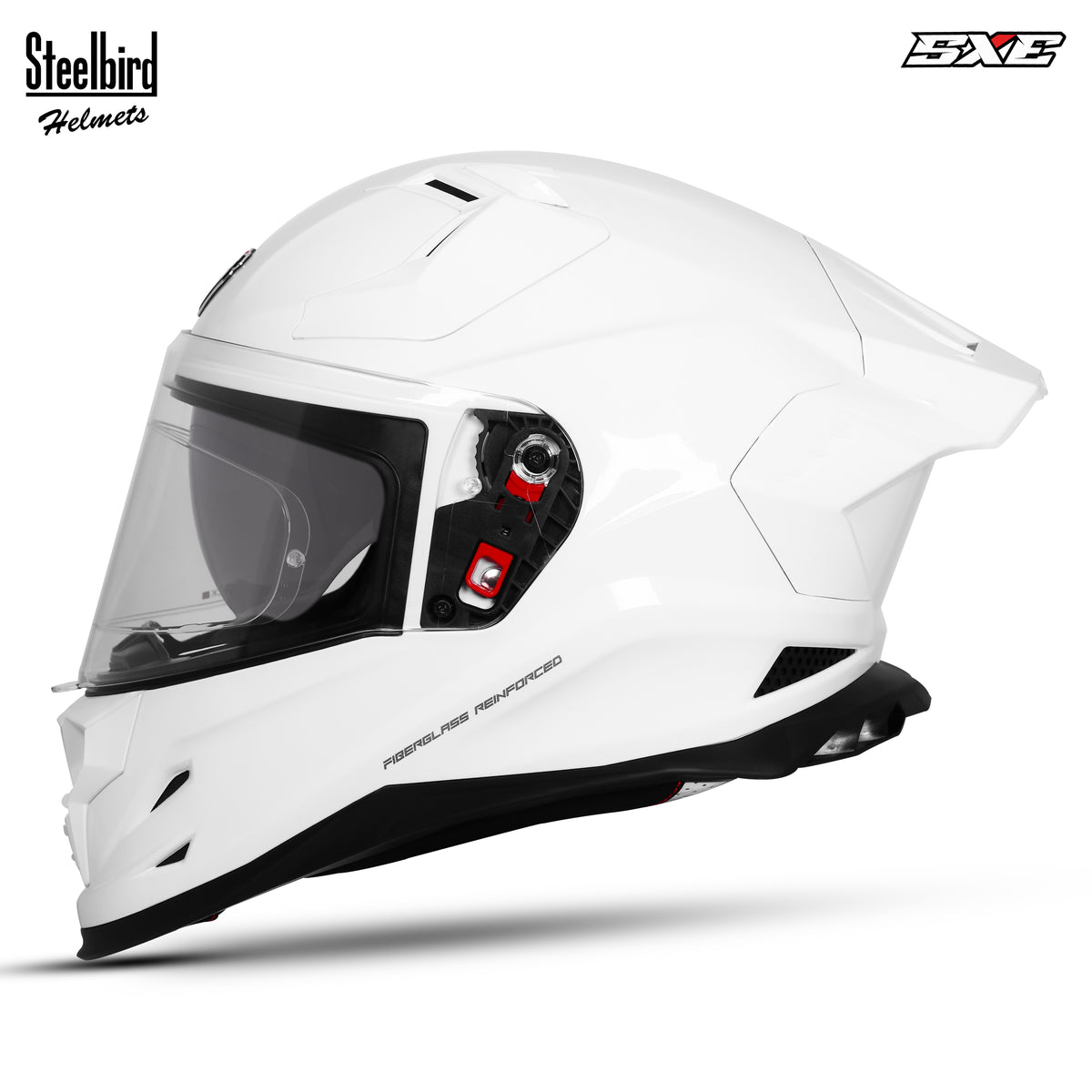 Steelbird SBH 61 Sxe Pinlock ISI and Dot Certified Full Face Motorbike Helmet (Glossy White with Anti fog Shield)