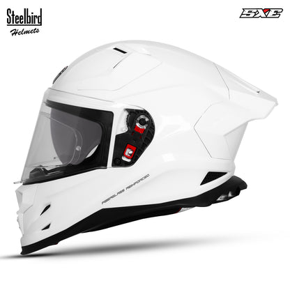 Steelbird SBH 61 Sxe Pinlock ISI and Dot Certified Full Face Motorbike Helmet (Glossy White with Anti fog Shield)