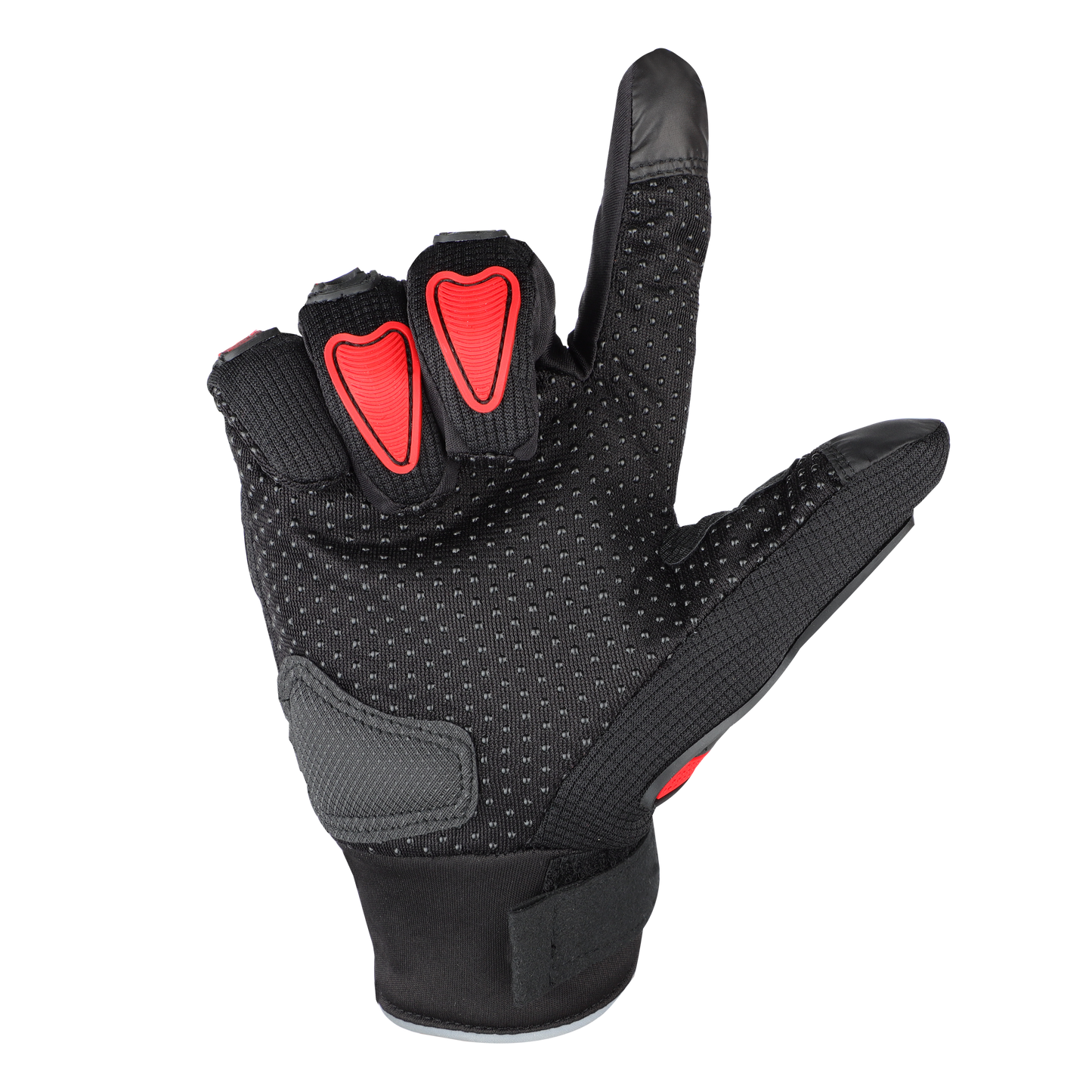 Refurbished Steelbird Full Finger Bike Riding Gloves with Touch Screen Sensitivity at Thumb and Index Finger, Protective Off-Road Motorbike Racing (Black Red)