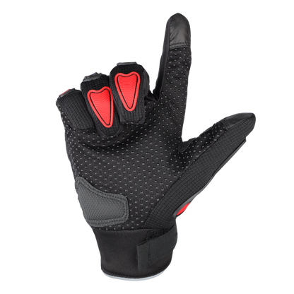 Refurbished Steelbird Full Finger Bike Riding Gloves with Touch Screen Sensitivity at Thumb and Index Finger, Protective Off-Road Motorbike Racing (Black Red)