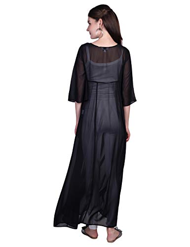 Visit the ORZEL Store ORZEL Ladies Black Georgette Fabric Full Length Shrug (Black)