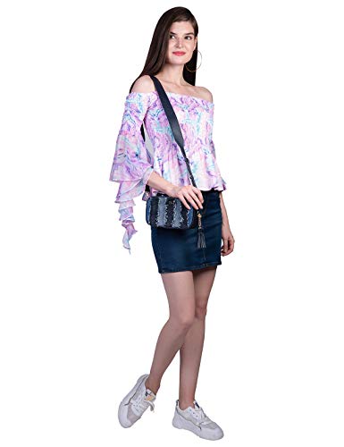 ORZEL Women's Elegant Half Sleeve Top – Effortless Style and Comfort (Abstract Print)