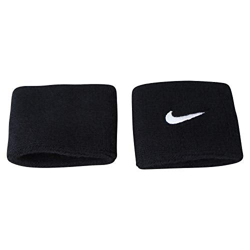 Refurbished Nike Swoosh Wristbands,  One Size Unisex Adult (Black/White)