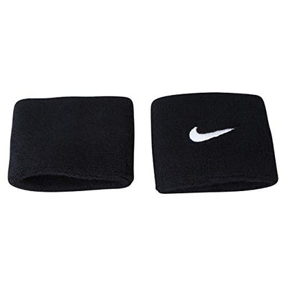Refurbished Nike Swoosh Wristbands,  One Size Unisex Adult (Black/White)