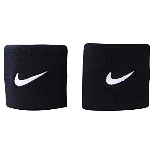 Refurbished Nike Swoosh Wristbands,  One Size Unisex Adult (Black/White)