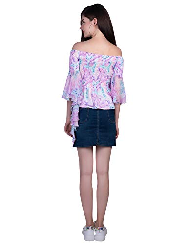 ORZEL Women's Elegant Half Sleeve Top – Effortless Style and Comfort (Abstract Print)
