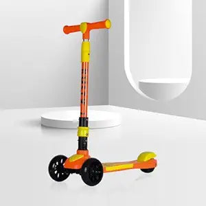 Refurbished Koko Rusty Kick Scooter with Adjustable Height and Portable, Kids Scooter with PVC Wheels for Age 3+ (Max User Weight: 40kg)(Orange)