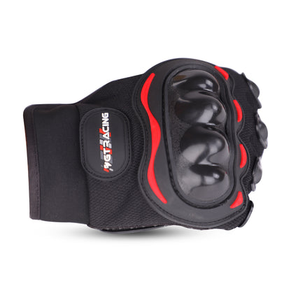 Refurbished Steelbird GT-01 Full Finger Bike Riding Gloves with Touch Screen Sensitivity at Thumb and Index Finger, Protective Off-Road Motorbike Racing (Red)