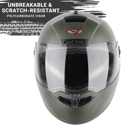 Steelbird SBA-7 7Wings ISI Certified Flip-Up Helmet for Men and Women ( Dashing Battle Green with Clear Visor)