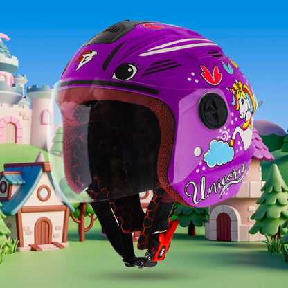 custom female unicorn motorcycle helmet Steelbird SBA-6 Unicorn ISI Certified Open Face Graphic Helmet for Wom – Shop On Steelbird