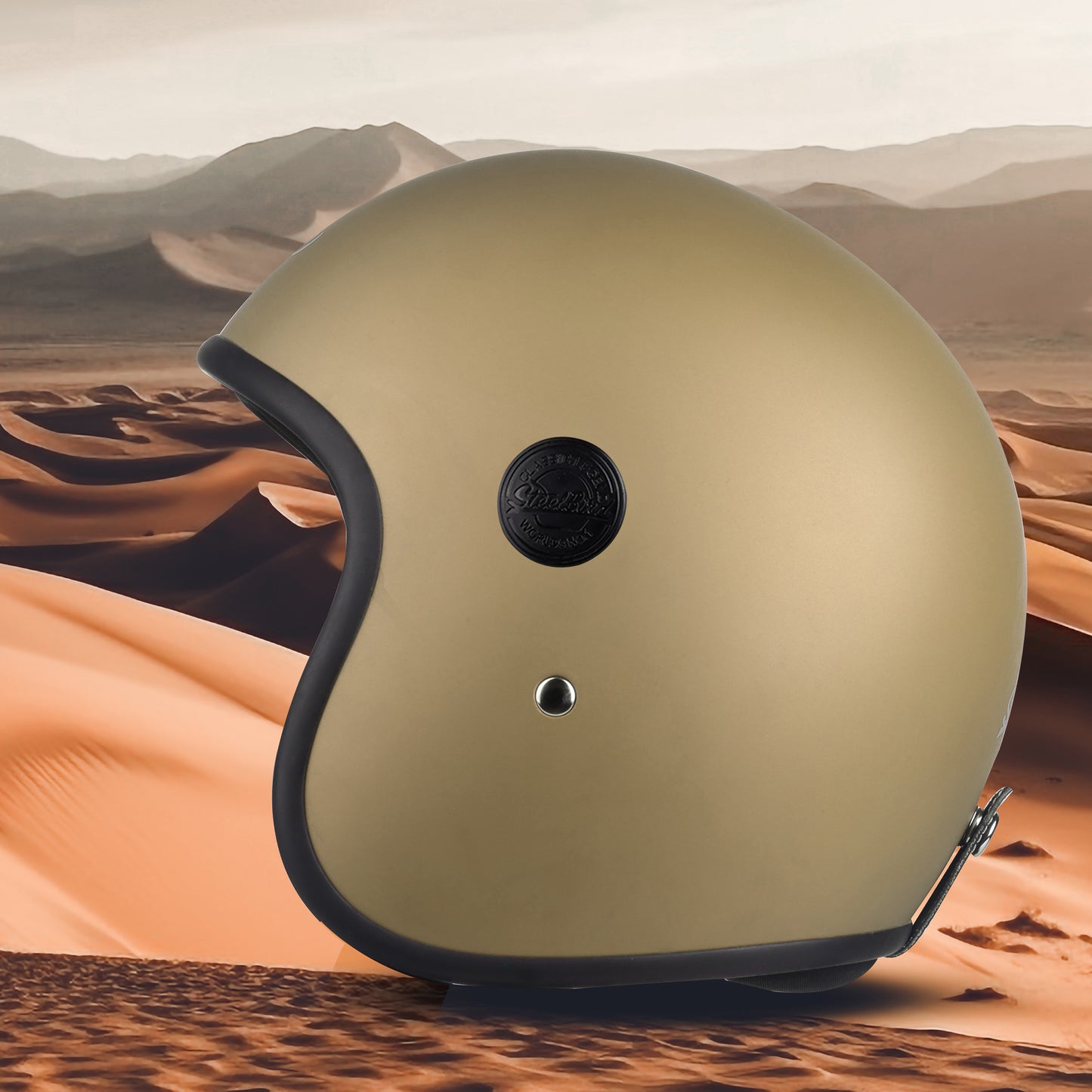 Steelbird SBH-55 Retro ISI Certified Open Face Helmet for Men and Women (Matt Desert storm)