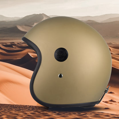 Steelbird SBH-55 Retro ISI Certified Open Face Helmet for Men and Women (Matt Desert storm)