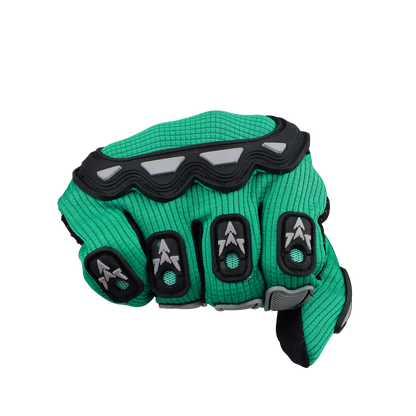 Refurbished Steelbird Full Finger Bike Riding Gloves with Touch Screen Sensitivity at Thumb and Index Finger, Protective Off-Road Motorbike Racing (Green Grey)