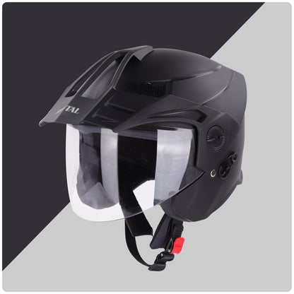 Steelbird SBH-23 Brutal ISI Certified Open Face Helmet for Men and Women (Dashing Black with Clear Visor)