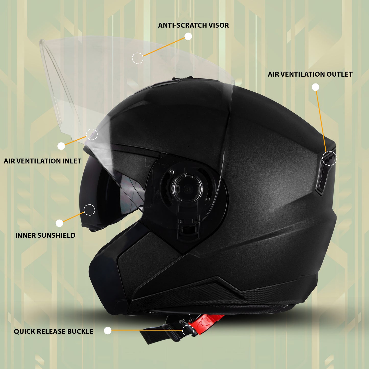 Steelbird SBA-9 7Wings  ISI Certified Open Face Helmet for Men and Women with Inner Smoke Sun Shield (Dashing Black)