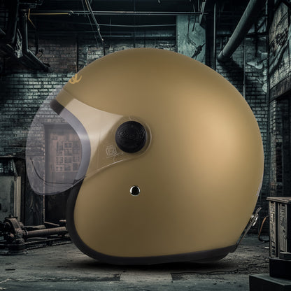 Steelbird SBH-54 Retro ISI Certified Open Face Helmet for Men and Women (Matt Desert storm)