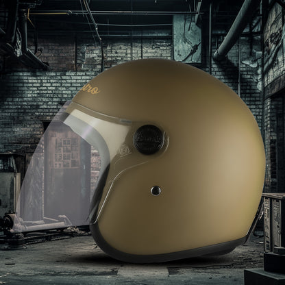 Steelbird SBH-56 Retro ISI Certified Open Face Helmet for Men and Women (Matt Desert Storm)
