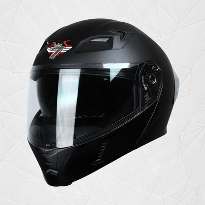 Steelbird SBA-20 7Wings ISI Certified Flip-Up Helmet with Black Spoiler for Men and Women with Inner Smoke Sun Shield (Glossy Black)