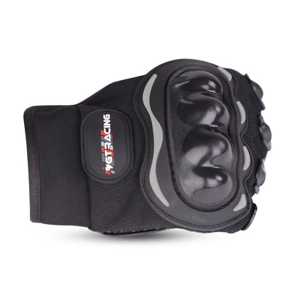 Refurbished Steelbird GT-01 Full Finger Bike Riding Gloves with Touch Screen Sensitivity at Thumb and Index Finger, Protective Off-Road Motorbike Racing (Black)