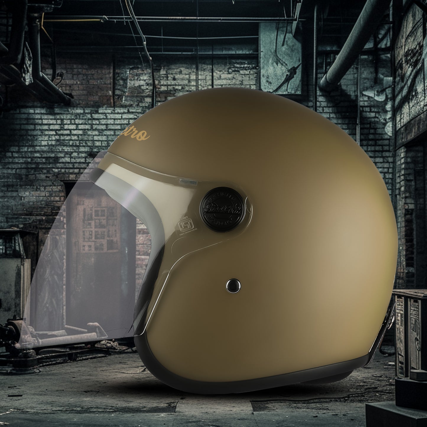 Steelbird SBH-54 Retro ISI Certified Open Face Helmet for Men and Women (Matt Desert storm)