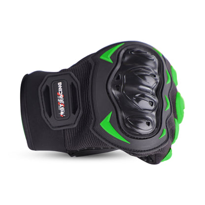 Refurbished Steelbird GT-17 Full Finger Bike Riding Gloves with Touch Screen Sensitivity at Thumb and Index Finger, Protective Off-Road Motorbike Racing (Green)