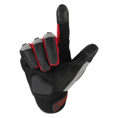 Refurbished Steelbird Adventure A-1 Full Finger Riding Gloves with Touch Screen Sensitivity at Thumb and Index Finger, Protective Off-Road Motorbike Racing (Red)