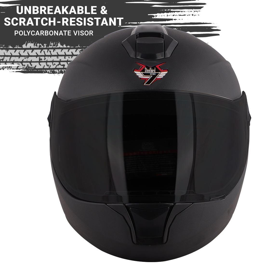 Steelbird SBH-11 7Wings ISI Certified Full Face Helmet for Men and Women (Dashing Black with Smoke Visor)