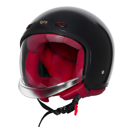 Steelbird SBH-67 Retro 5.0 ISI and DOT Certified Open Face Helmet for Men and Women (Glossy Exotic Green)