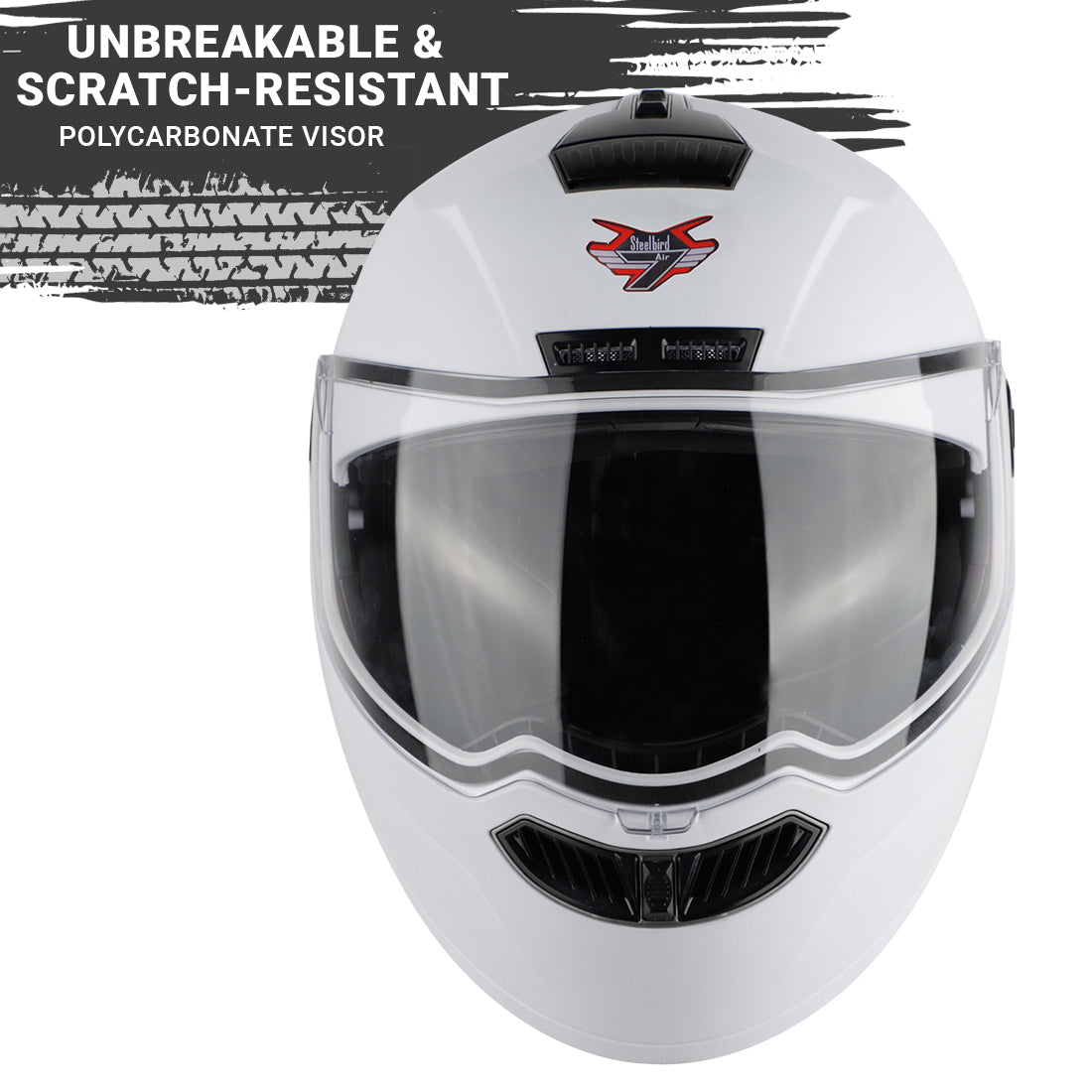 Steelbird SBA-7 7Wings ISI Certified Flip-Up Helmet for Men and Women ( Dashing White with Clear Visor)
