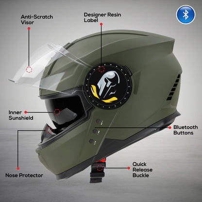 Steelbird Bluetooth Full Face ISI Certified Helmet for Men with