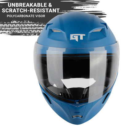 Steelbird SBA-21 GT Full Face Helmet for Men and Women (Dashing Blue with Clear Visor)