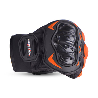 Refurbished Steelbird GT-17 Full Finger Bike Riding Gloves with Touch Screen Sensitivity at Thumb and Index Finger, Protective Off-Road Motorbike Racing (Orange)