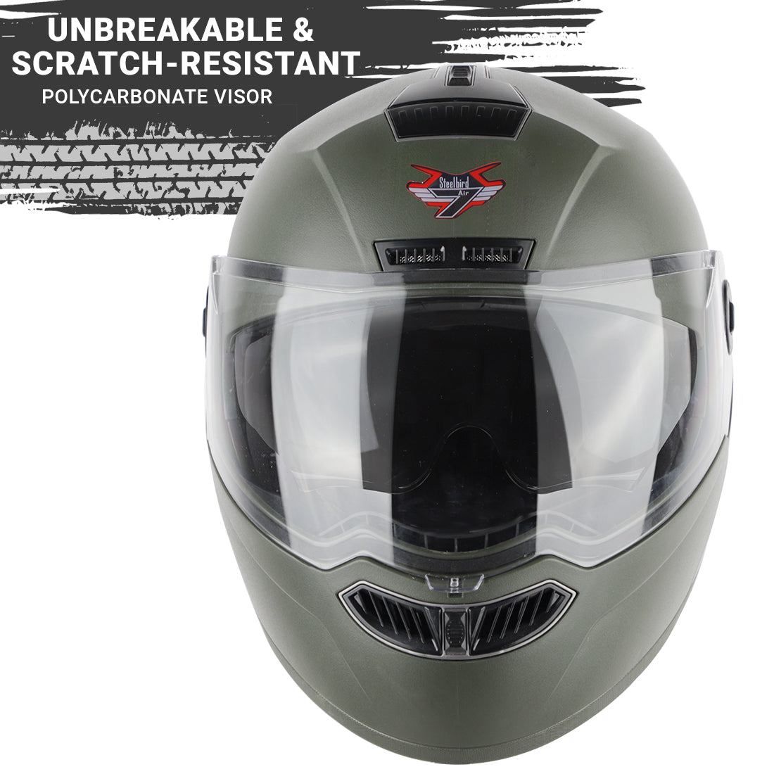 Steelbird SBA-7 7Wings ISI Certified Flip-Up Helmet for Men and Women with Inner Smoke Sun Shield (Dashing Battle Green )