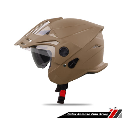 Steelbird SBH-23 GT Plus Open Face ISI Certified Helmet for Men and Women with Inner Sun Shield (Dashing Desert Storm)