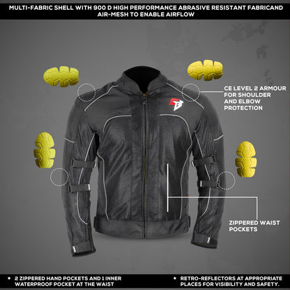 Steelbird Riding Jacket Zojila Z1 with Impact Protection Removable CE level 2 armour and Abrasion Resistance (Red)