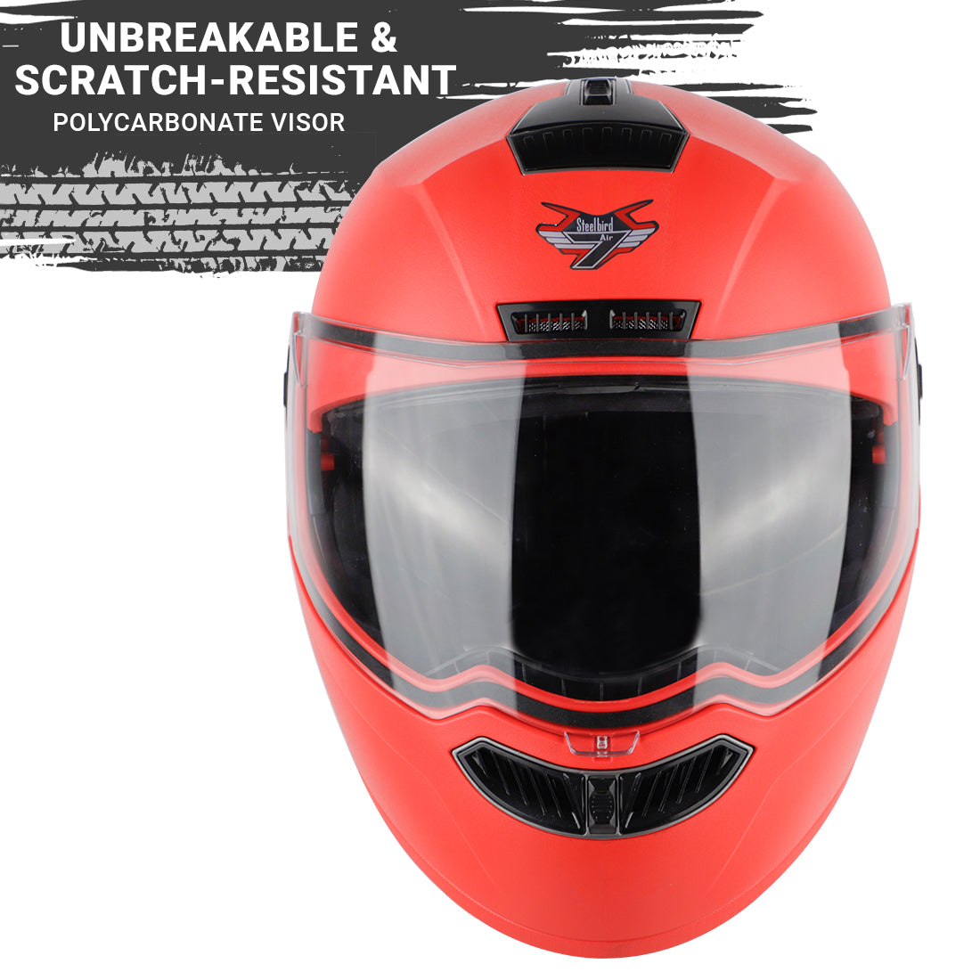 Steelbird SBA-7 7Wings ISI Certified Flip-Up Helmet for Men and Women ( Dashing Red with Clear Visor)