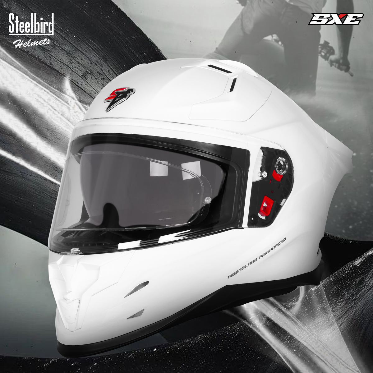 Steelbird SBH 61 Sxe Pinlock ISI and Dot Certified Full Face Motorbike Helmet (Glossy White with Anti fog Shield)