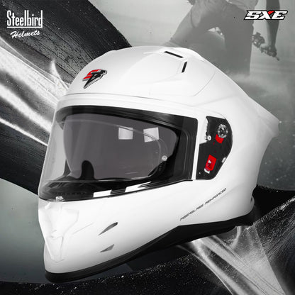 Steelbird SBH 61 Sxe Pinlock ISI and Dot Certified Full Face Motorbike Helmet (Glossy White with Anti fog Shield)