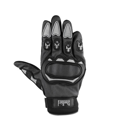 Refurbished Steelbird Full Finger Bike Riding Gloves with Touch Screen Sensitivity at Thumb and Index Finger, Protective Off-Road Motorbike Racing (Grey Grey)