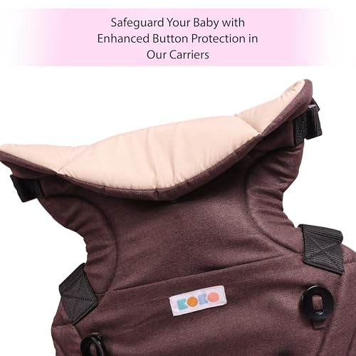 Koko Elegant Adjustable Baby Carrier Cum Kangaroo Bag-Lightweight and Breathable-Back-Front Carrier for Baby with Safety Belt-Max Weight Up to 15 Kg (Brown)